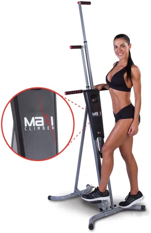 Maxi Climber The Original Patented Vertical Climber, As Seen On TV - Full Body Workout with Bonus Fitness App for iOS and Android, Black & Silver