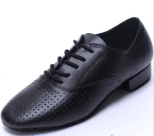 Men Black Leather Ballroom Shoes Latin Salsa Dancing Shoes