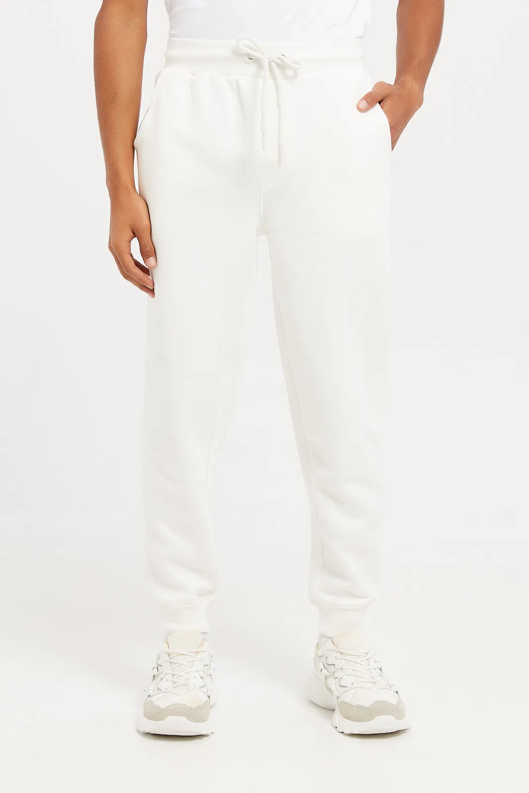 Men Plain Ivory Track Pants