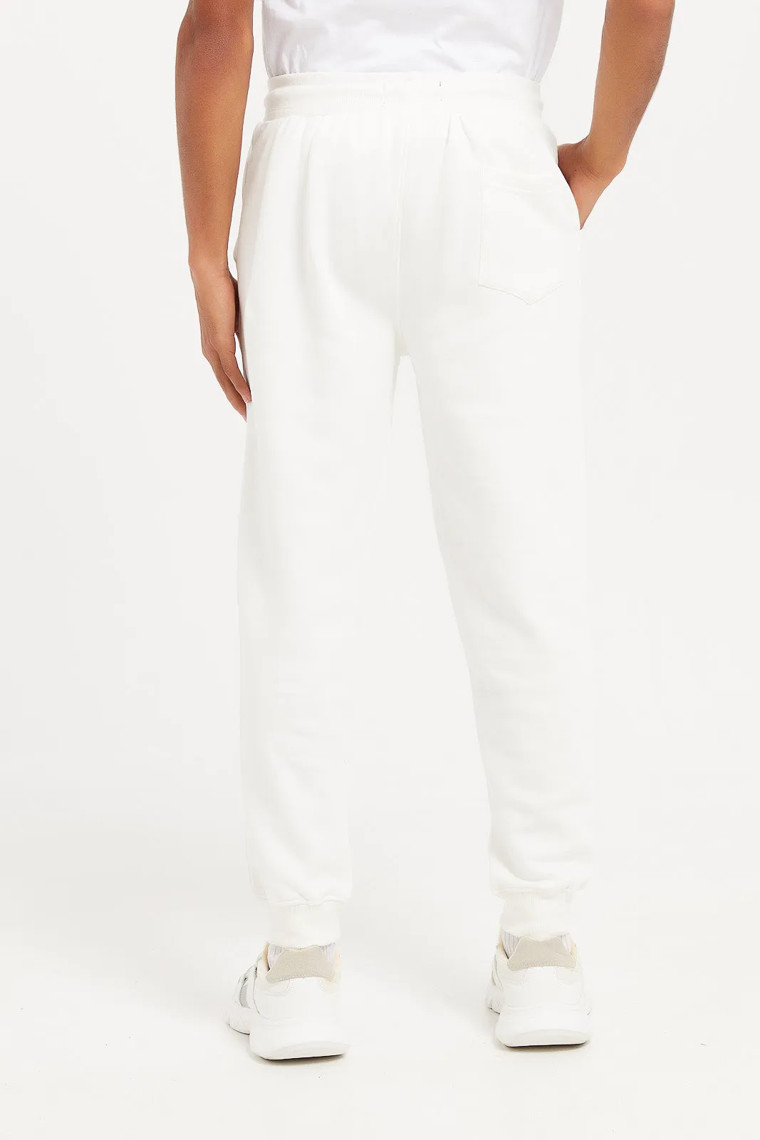 Men Plain Ivory Track Pants