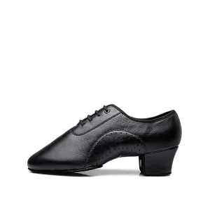 Men's Black Leather Split Sole Cuban Heel Dance Shoes