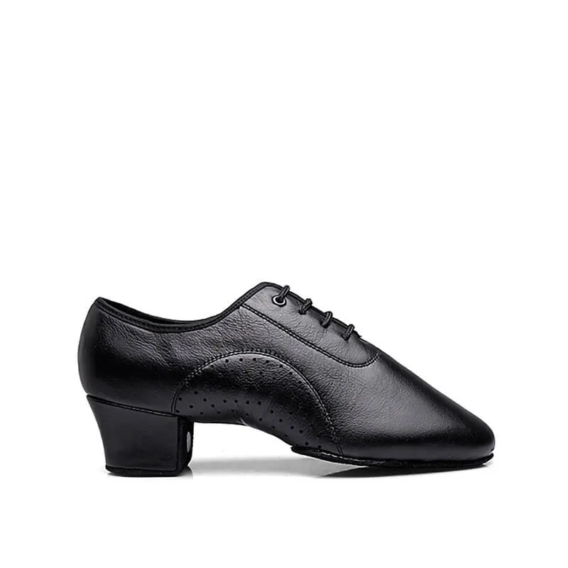 Men's Black Leather Split Sole Cuban Heel Dance Shoes