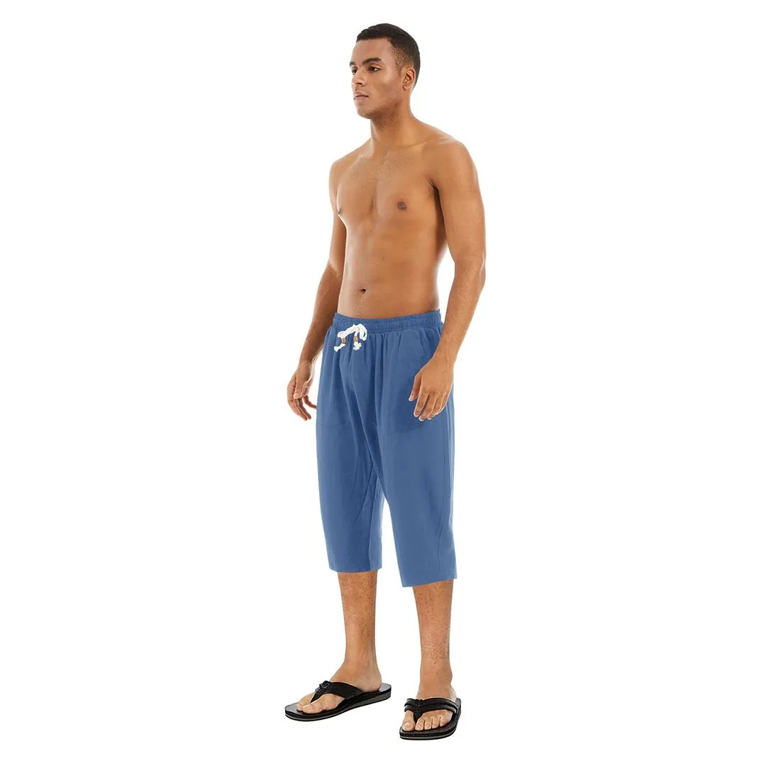 Men's Capri Wide Leg Cotton Linen Shorts