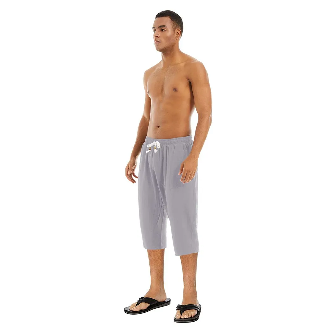 Men's Capri Wide Leg Cotton Linen Shorts