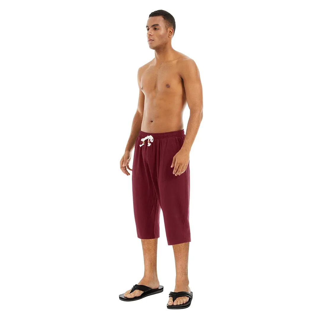 Men's Capri Wide Leg Cotton Linen Shorts