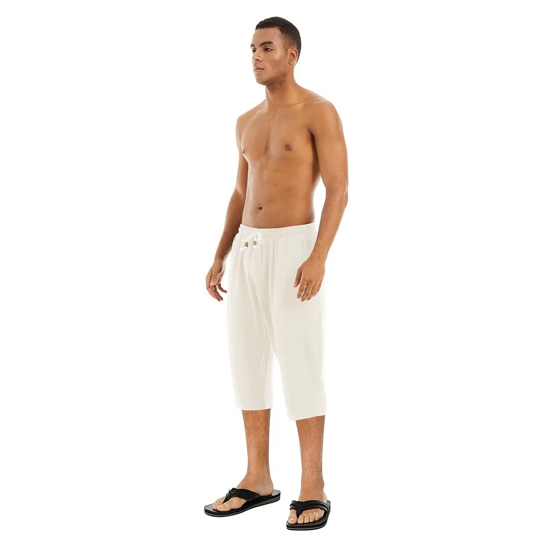 Men's Capri Wide Leg Cotton Linen Shorts