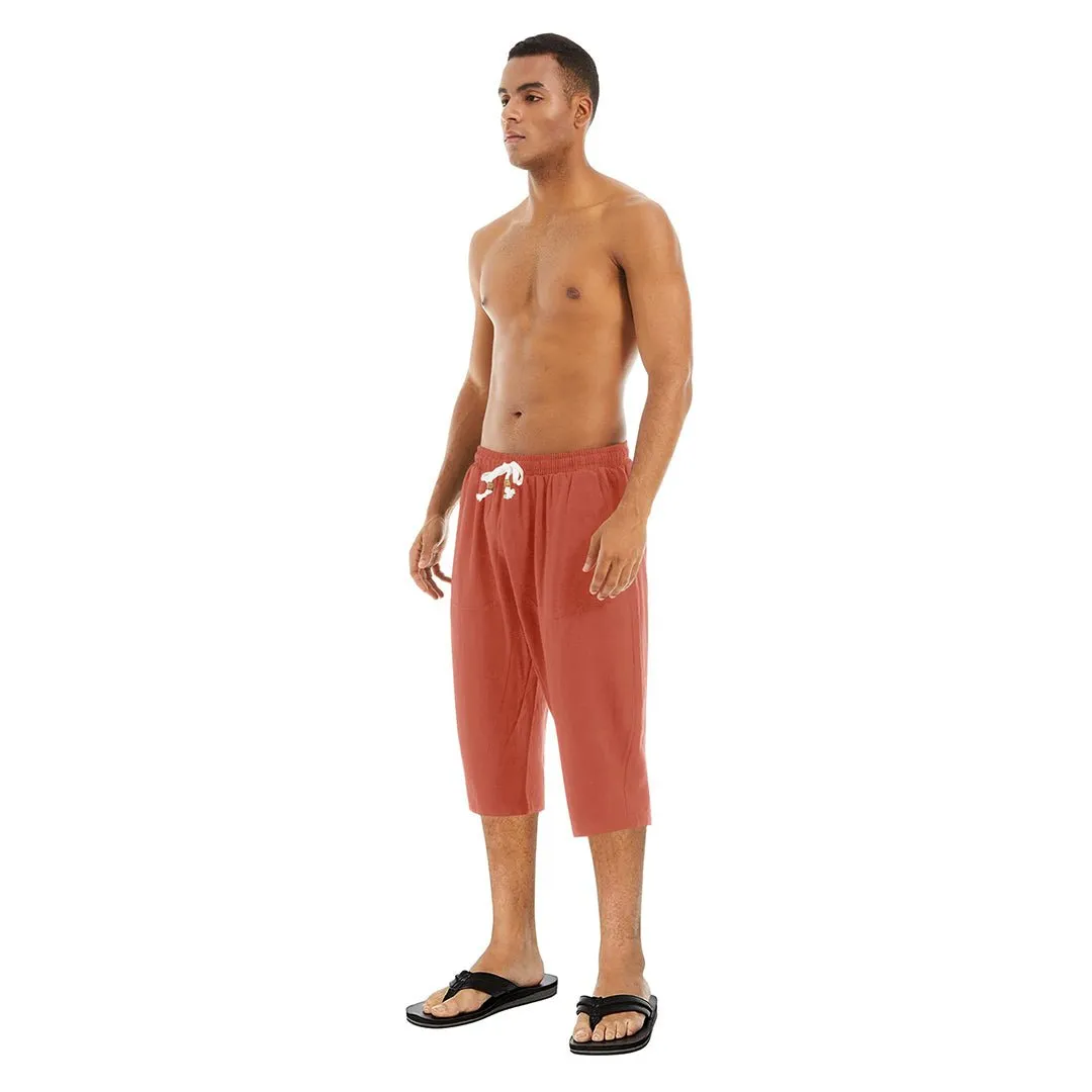 Men's Capri Wide Leg Cotton Linen Shorts