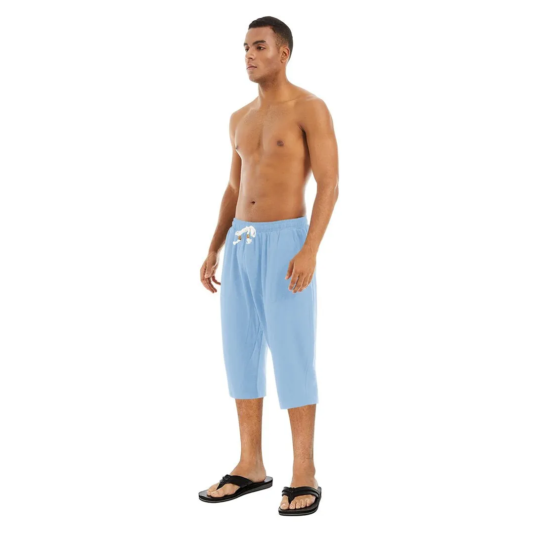 Men's Capri Wide Leg Cotton Linen Shorts