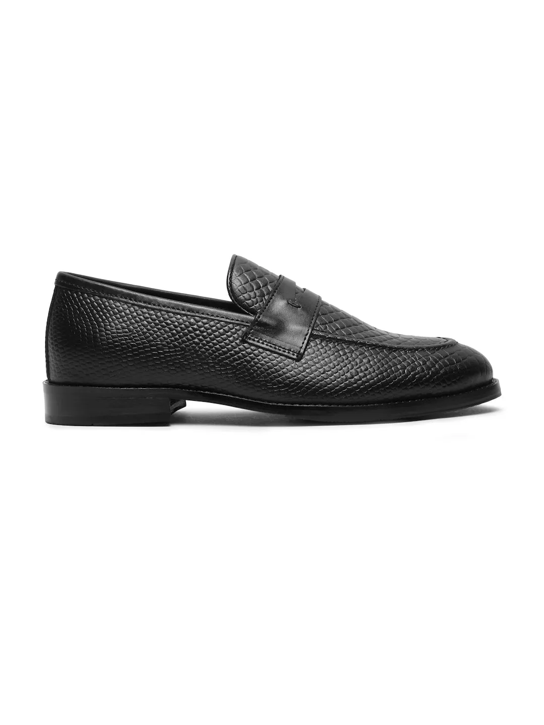 Men's Classic Black Texture Moccasins Leather Shoes