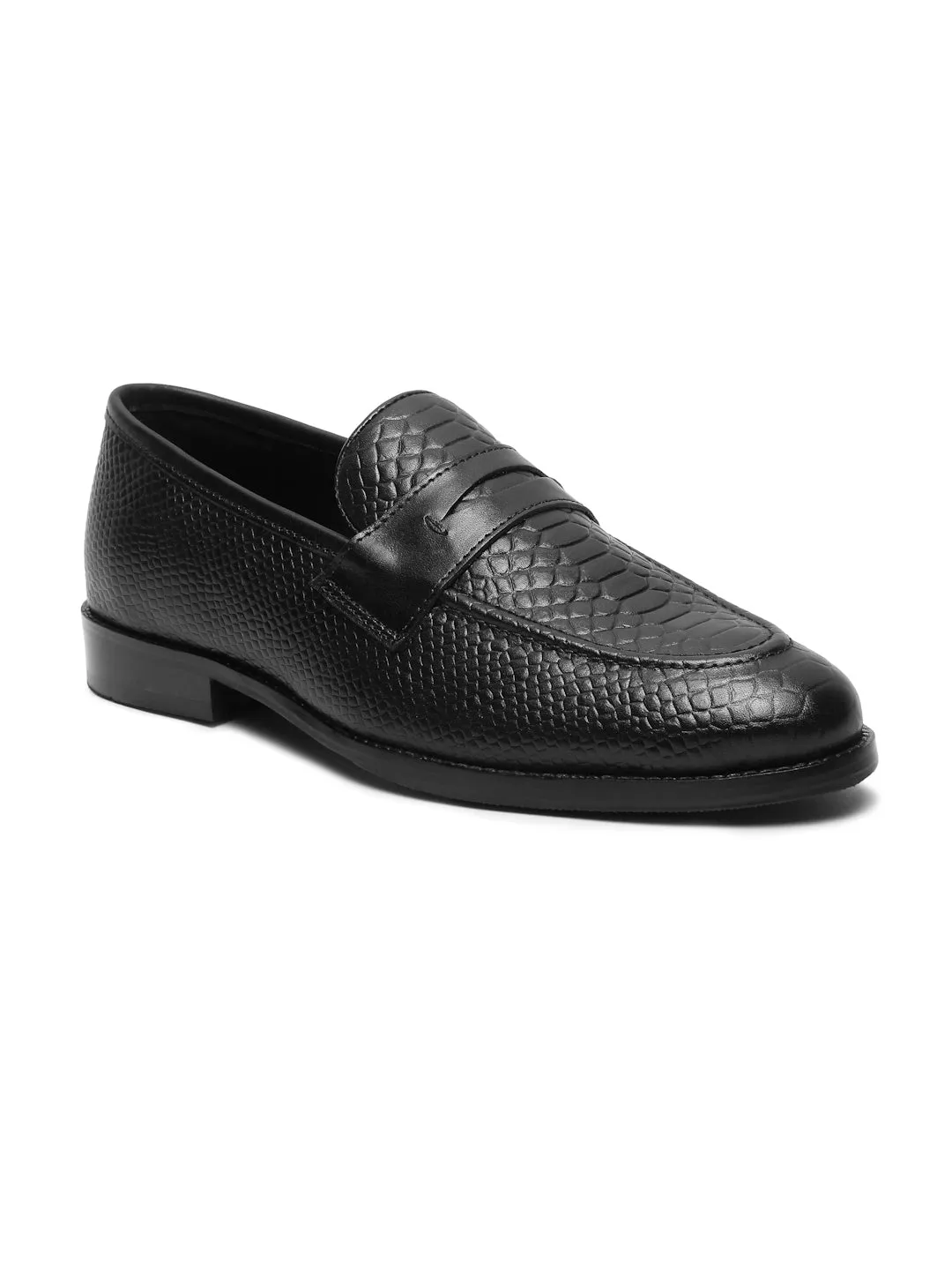 Men's Classic Black Texture Moccasins Leather Shoes