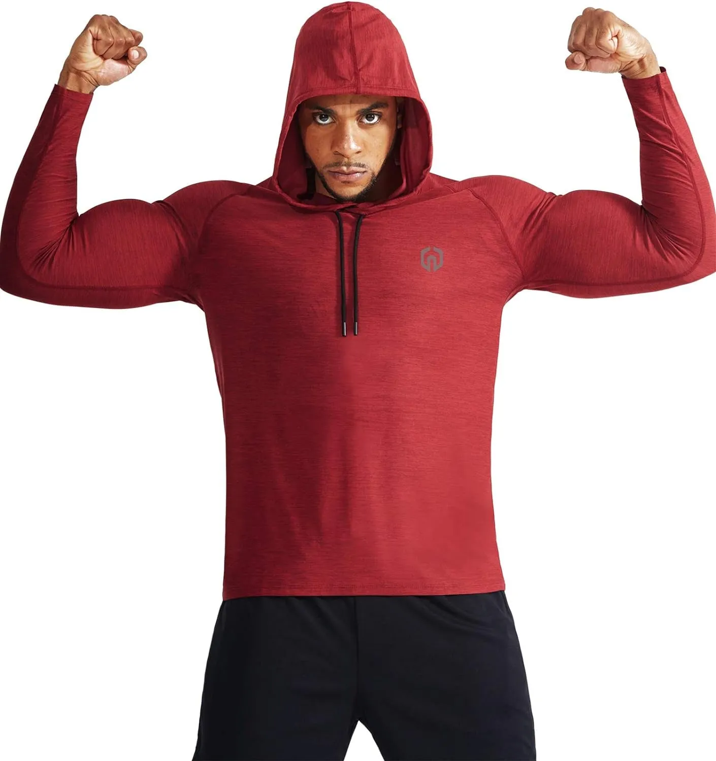 Men'S Dry Fit Athletic Workout Running Shirts Long Sleeve with Hoods