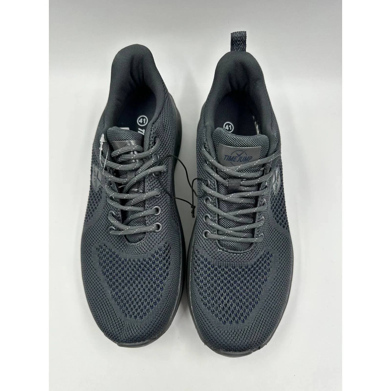 Men's Size 9.5, Gray Knit Top Sneaker with Thick Gray Running Sole