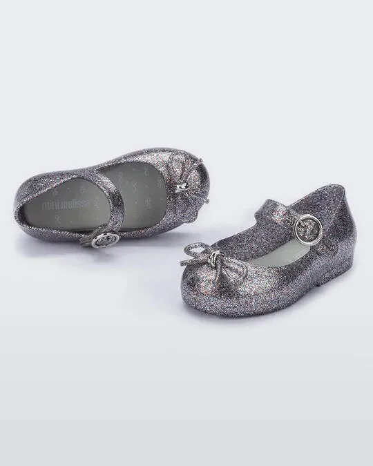 Mini & Melissa Sweet Love Flat - Silver Glitter