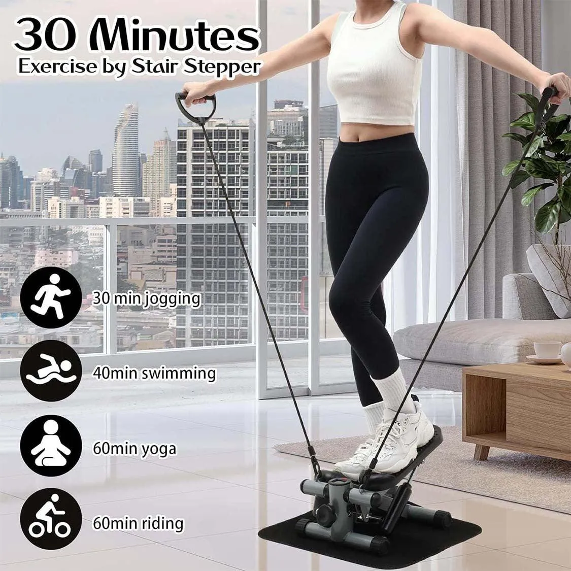 Mini Stepper for Home Workout with Resistance Bands