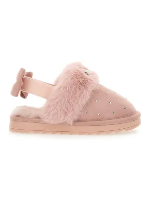 Monnalisa-Rhinestone-embellished suede slippers