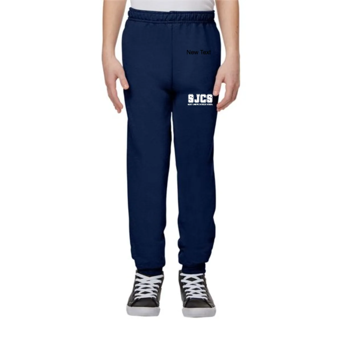 Navy Blue Sweat Pant with SJCS Block Logo in White Ink