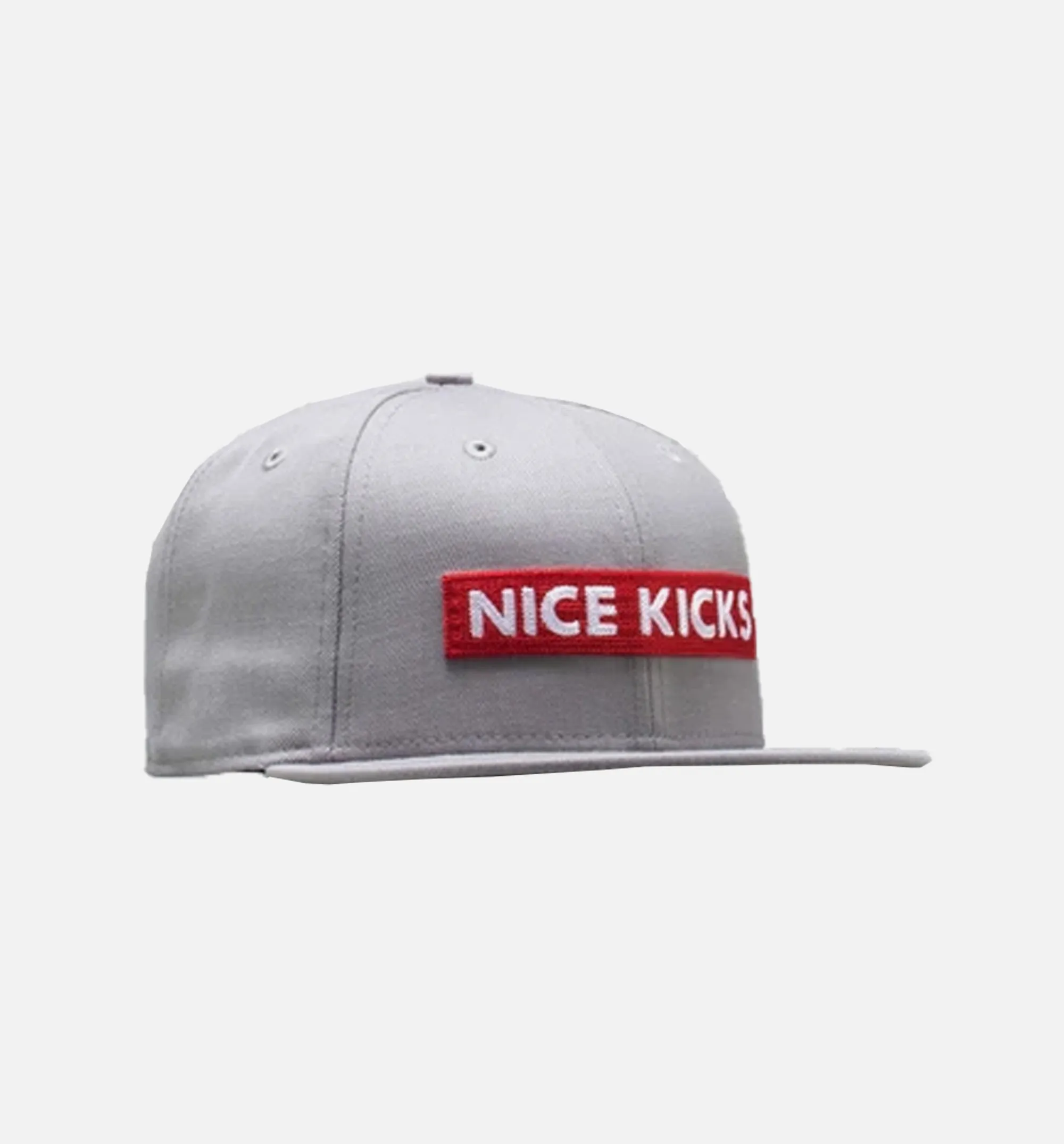 Nice Kicks Box Logo Snapback Hat - Grey/Red