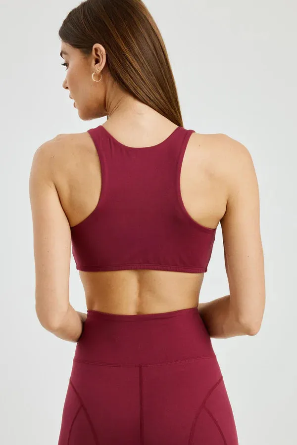 Night Track Zip Bra in Dark Cherry