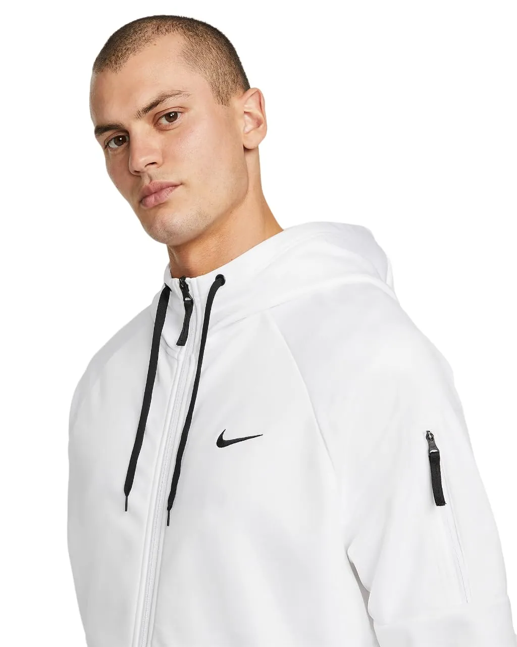 Nike Therma Men's Therma-FIT Full-Zip Fitness Top (US, Alpha, Medium, Regular, Regular, White/White/Black/)