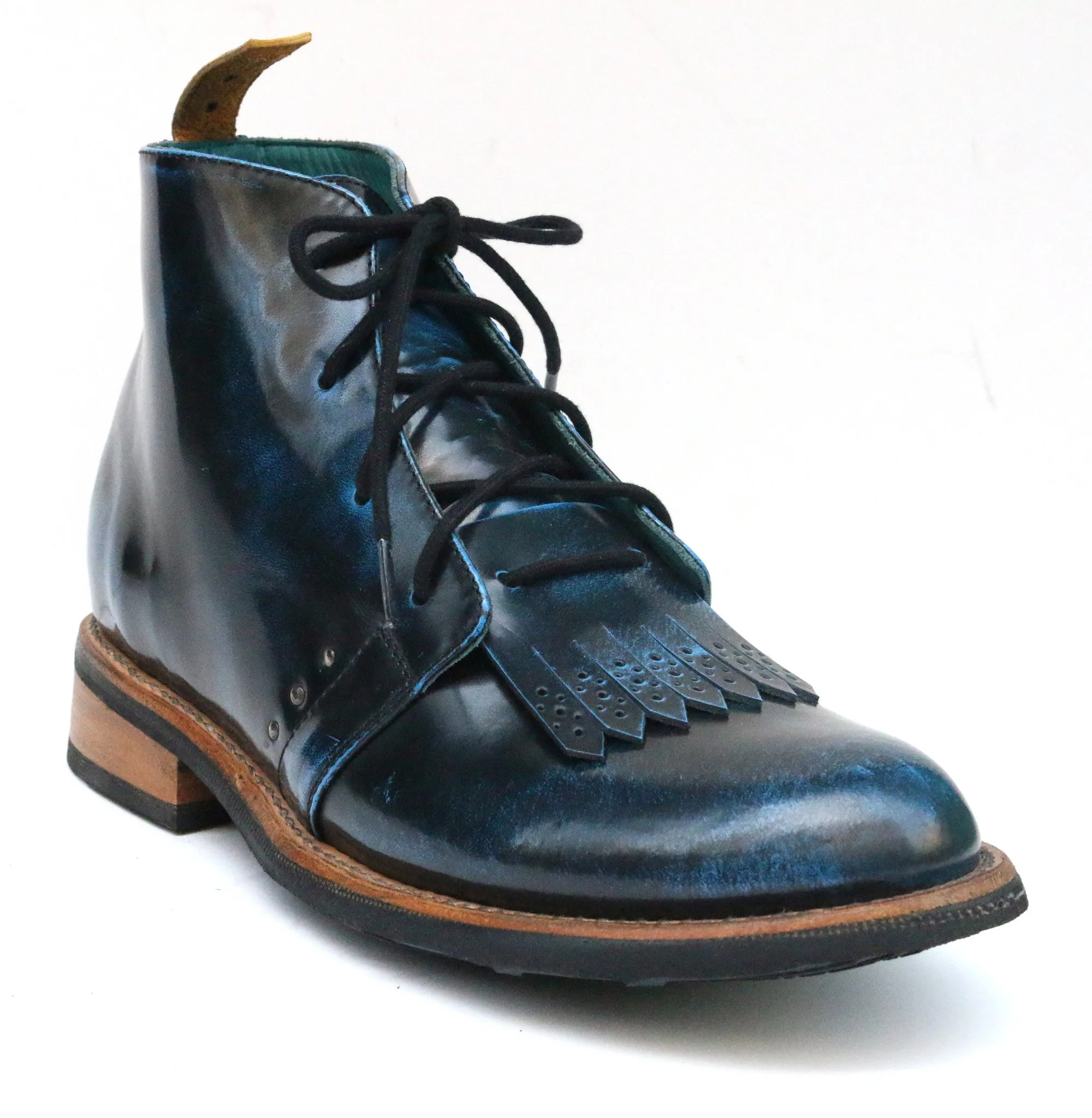 No.1048 RUNWAY chukka boot with kiltie Black blue ruboff