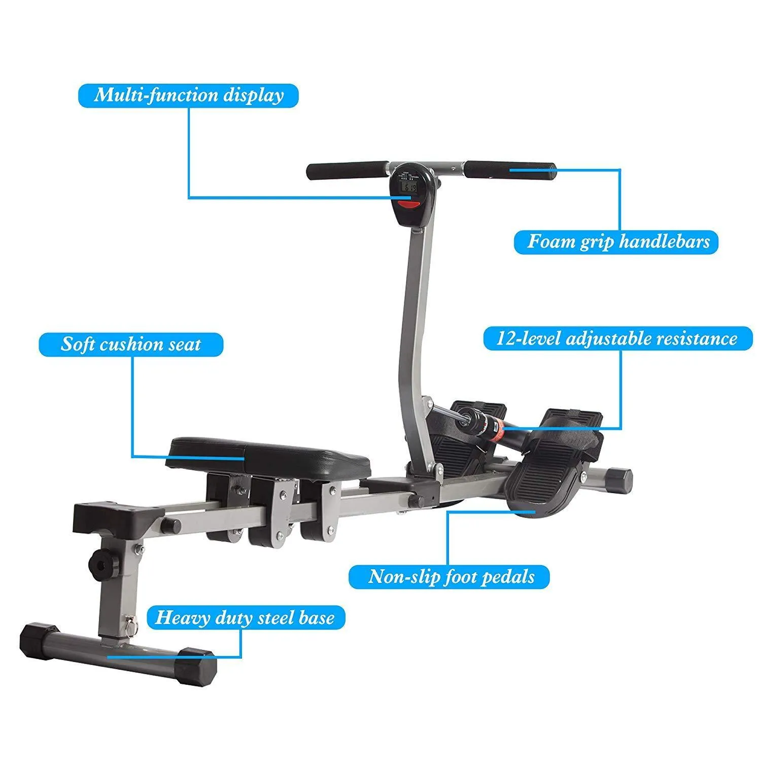 (Out of Stock) Hydraulic Rowing Machine Full Body Stamina Exercise Power with 12 Levels Adjustable Resistance