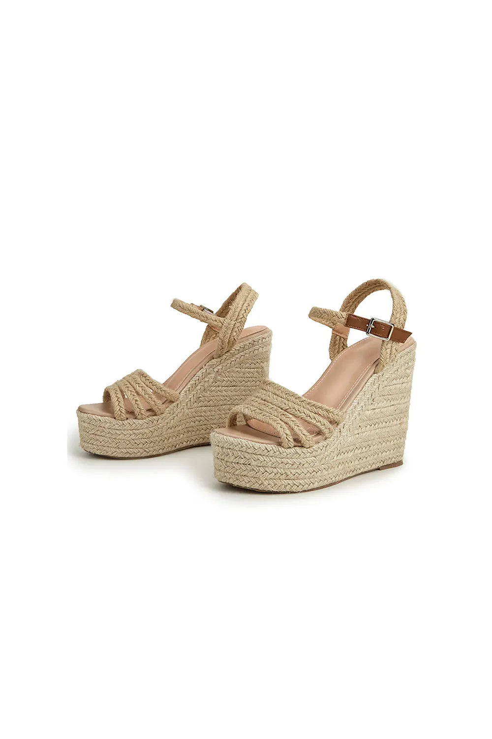 Outdoor Peep Toe Wedge Heel Shoes With Buckle Braided Strap