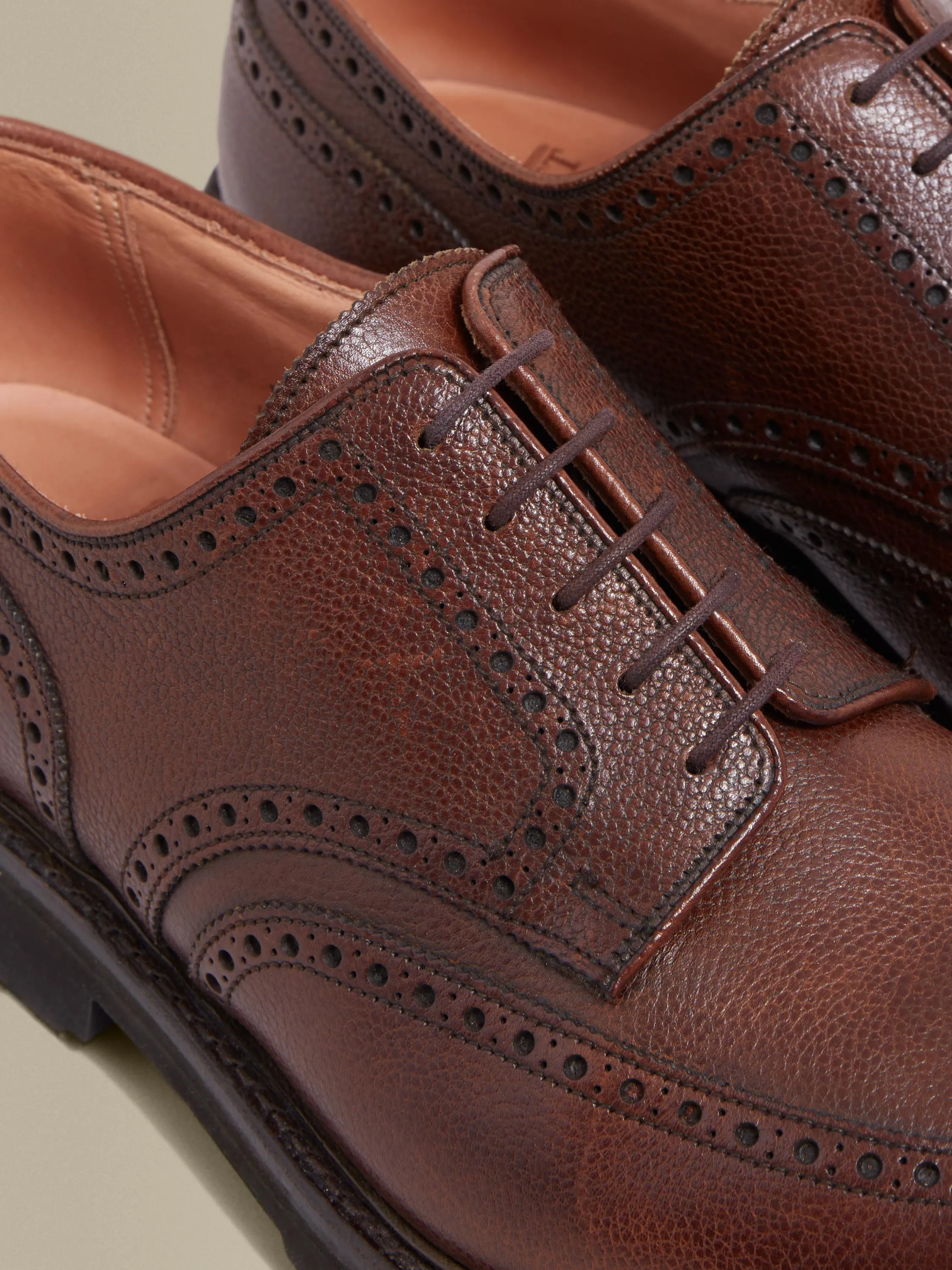 Pebble Grain Leather Brogue Shoes