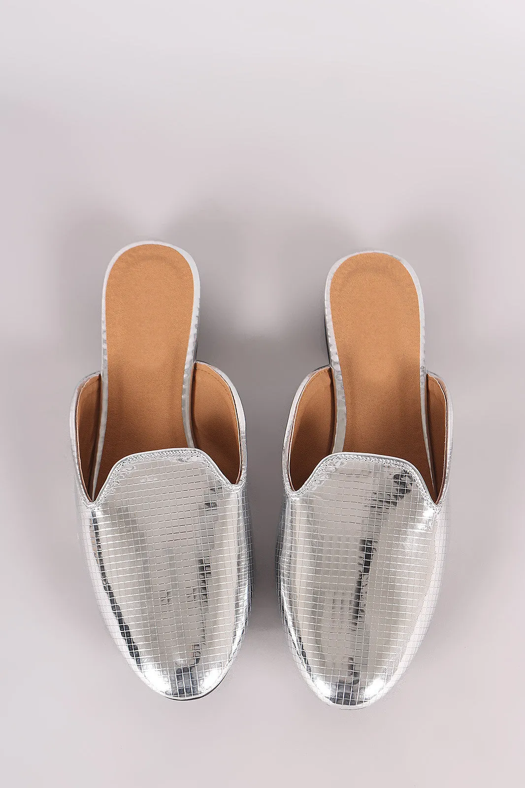 Qupid Grid Textured Slip-On Loafer Flat