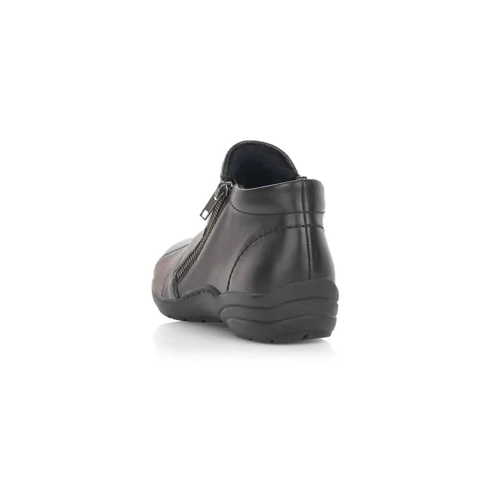 R7674-02 Black Multi Two-Zip Bootie