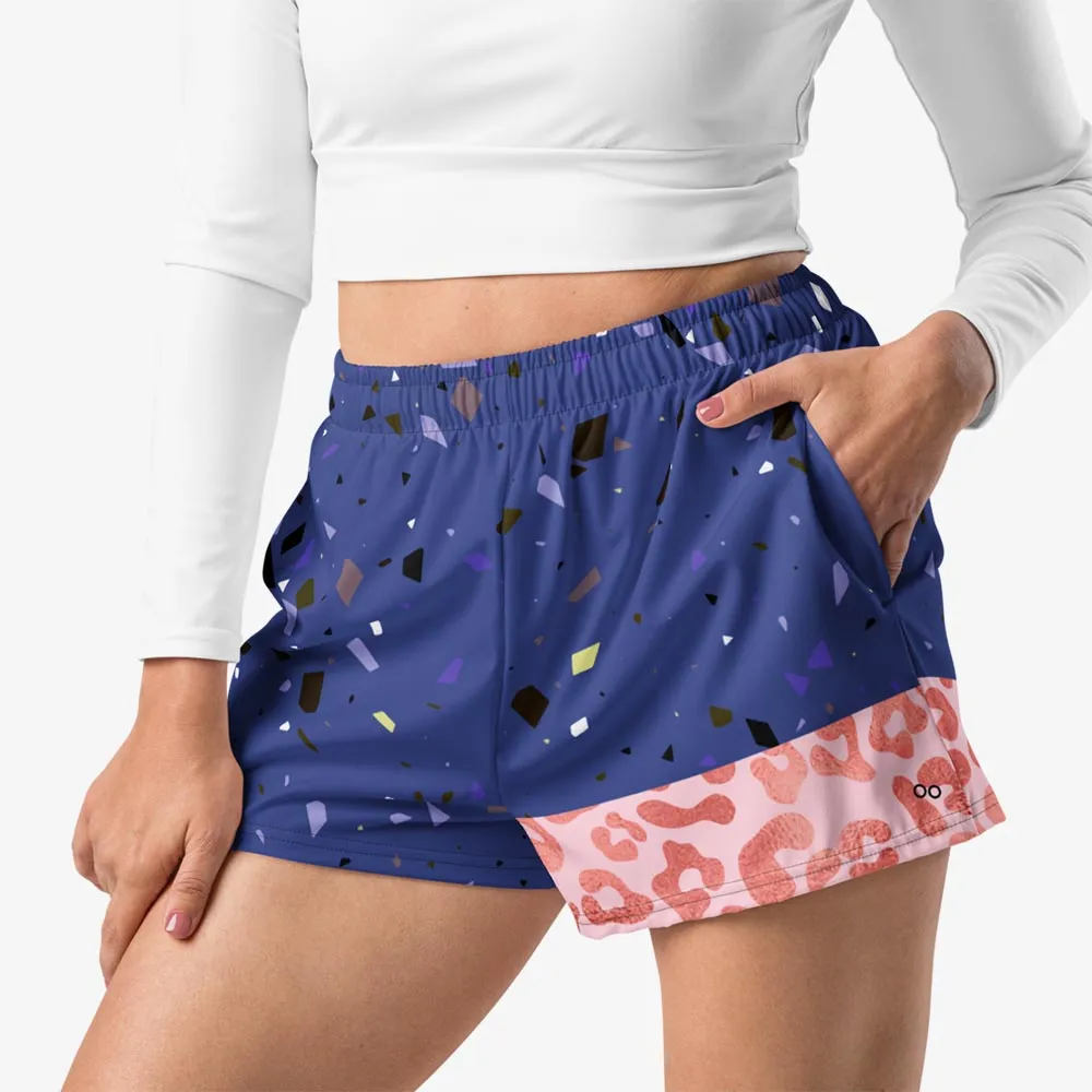 Recycled Breathy Shorts "Wild Confetti" Blue/Rose Gold