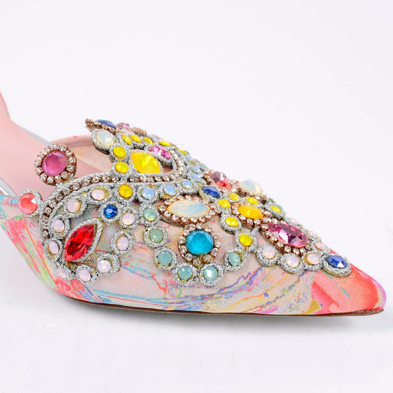 René Caovilla Jeweled Slingback Shoes New w Original Box $1125