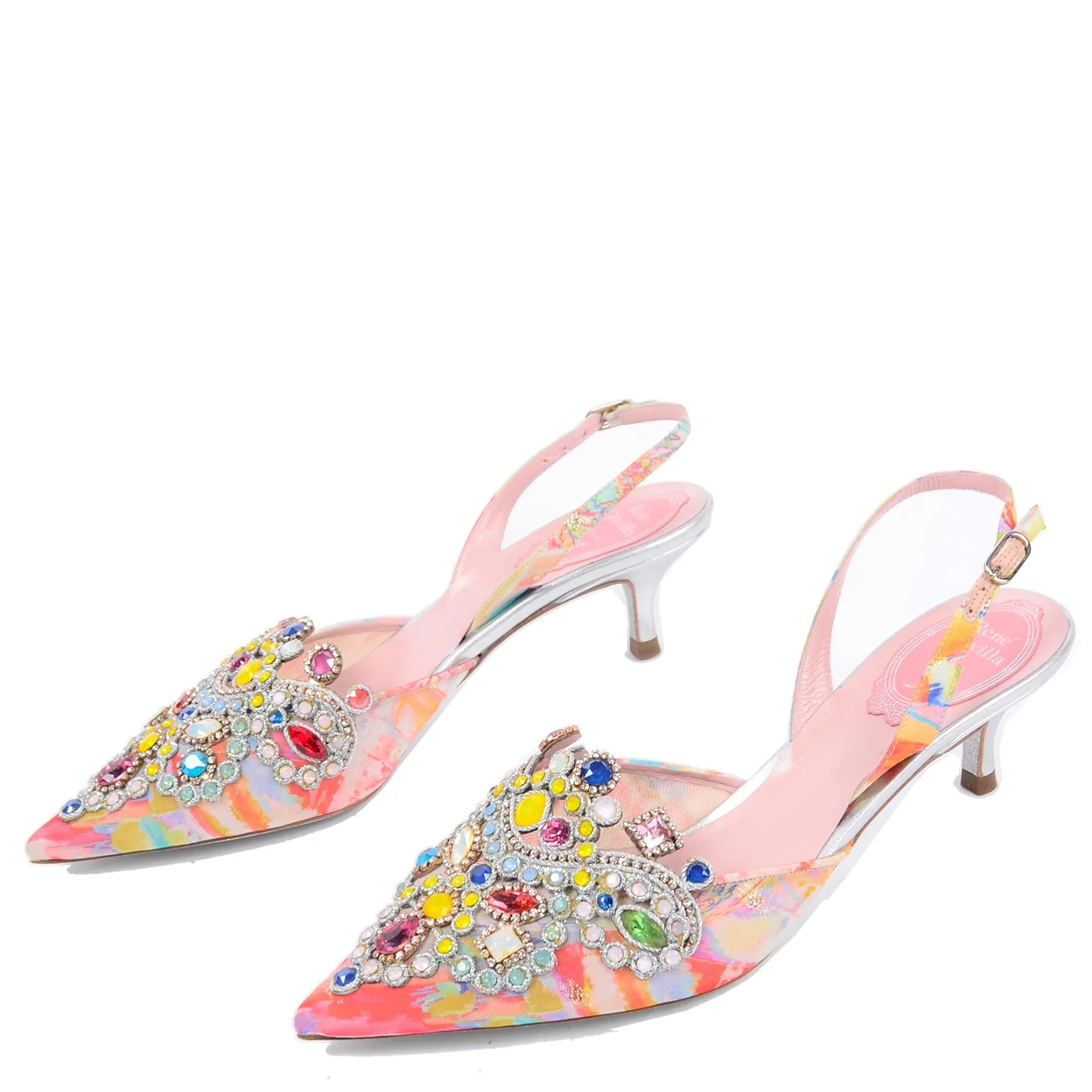 René Caovilla Jeweled Slingback Shoes New w Original Box $1125