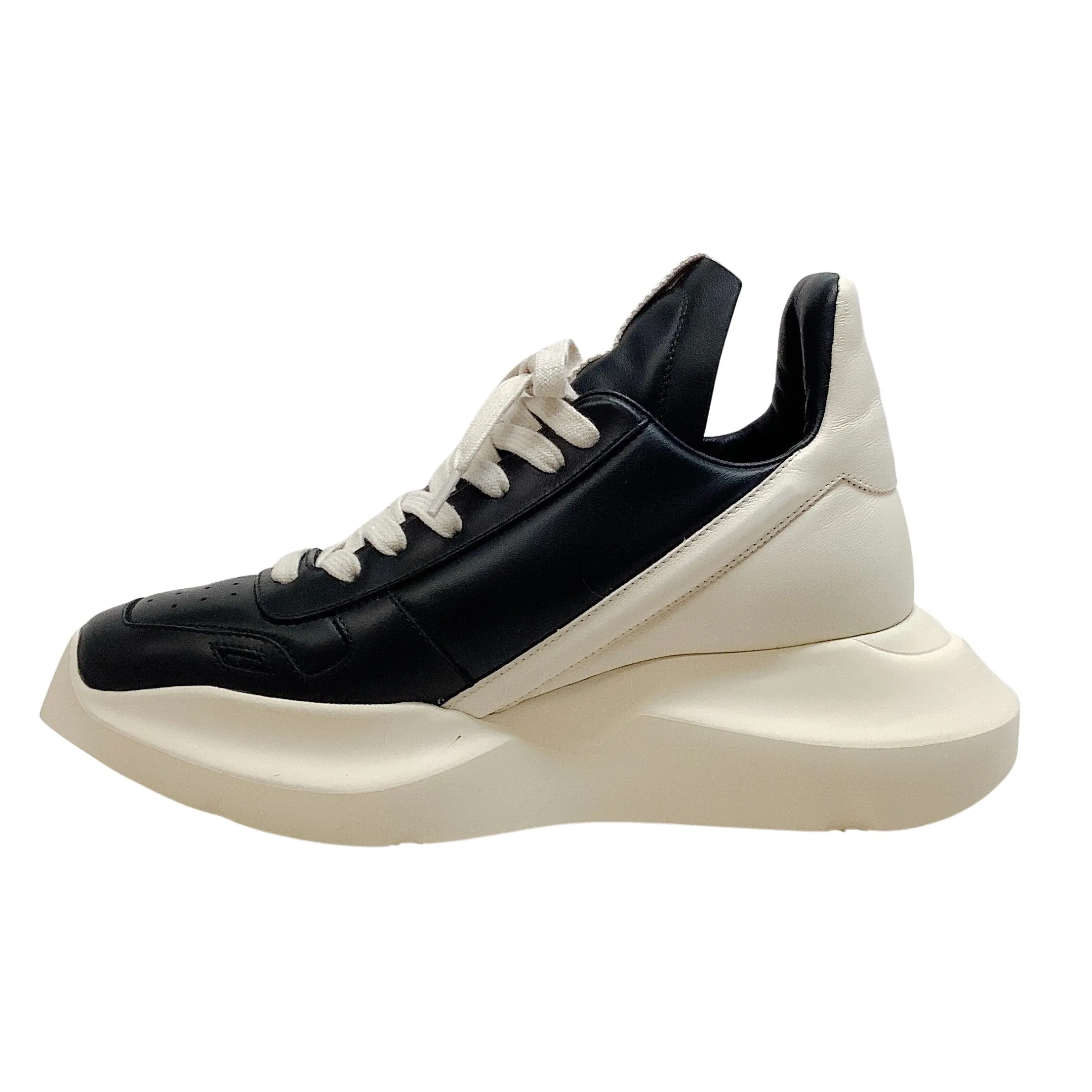 Rick Owens Black / Milk Leather Geth Runner Sneakers