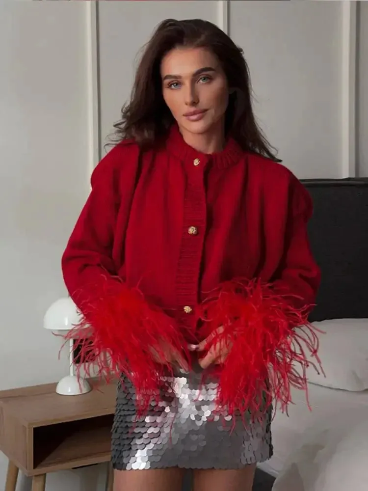 Ruby - Cardigan with feather detail