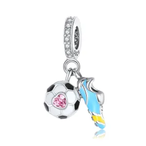 S925 Silver Football With Shoes Charm