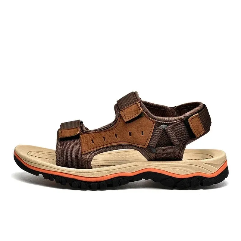 Sandals For Men Outdoor Fashion Summer Men Shoes Genuine Leather Non-slip Beach Slip-On Daily Footwear Men Sandals