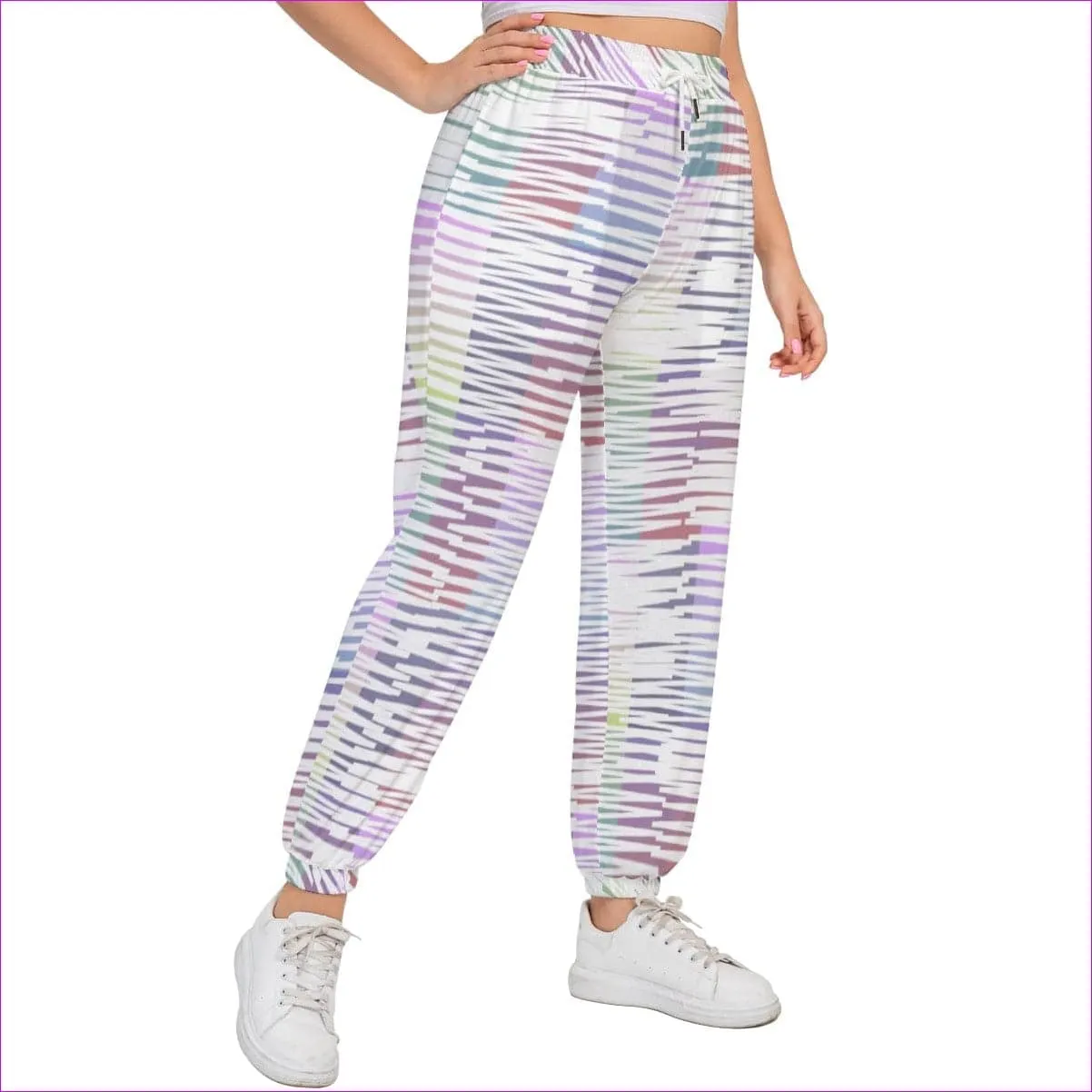 Scribbled Women's Sports Trousers With Drawstring Voluptuous ( ) Plus Size