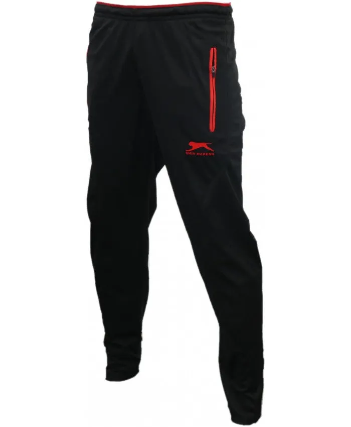 SHIV NARESH Tricot Unisex Track Pants (Black-Red)