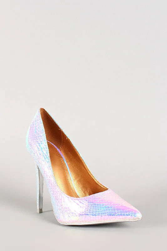 Shoe Republic Iridescent Snake Pointy Toe Pump