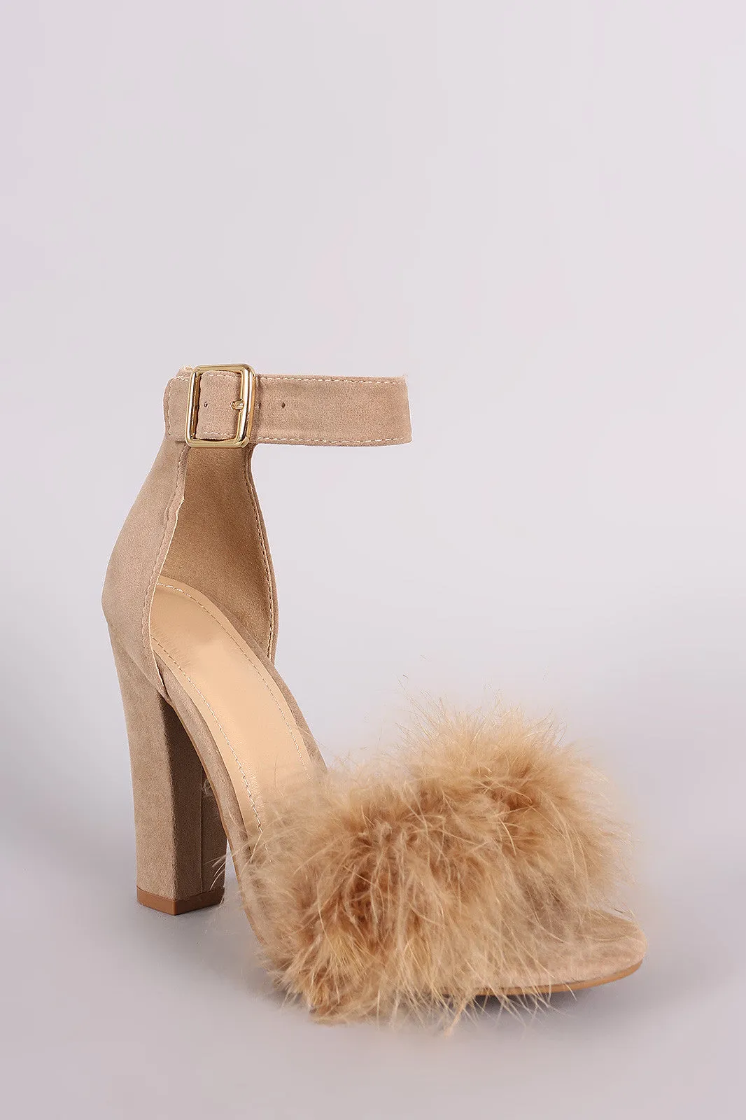 Shoe Republic LA Faux Fur Ankle Strap Dress Heel