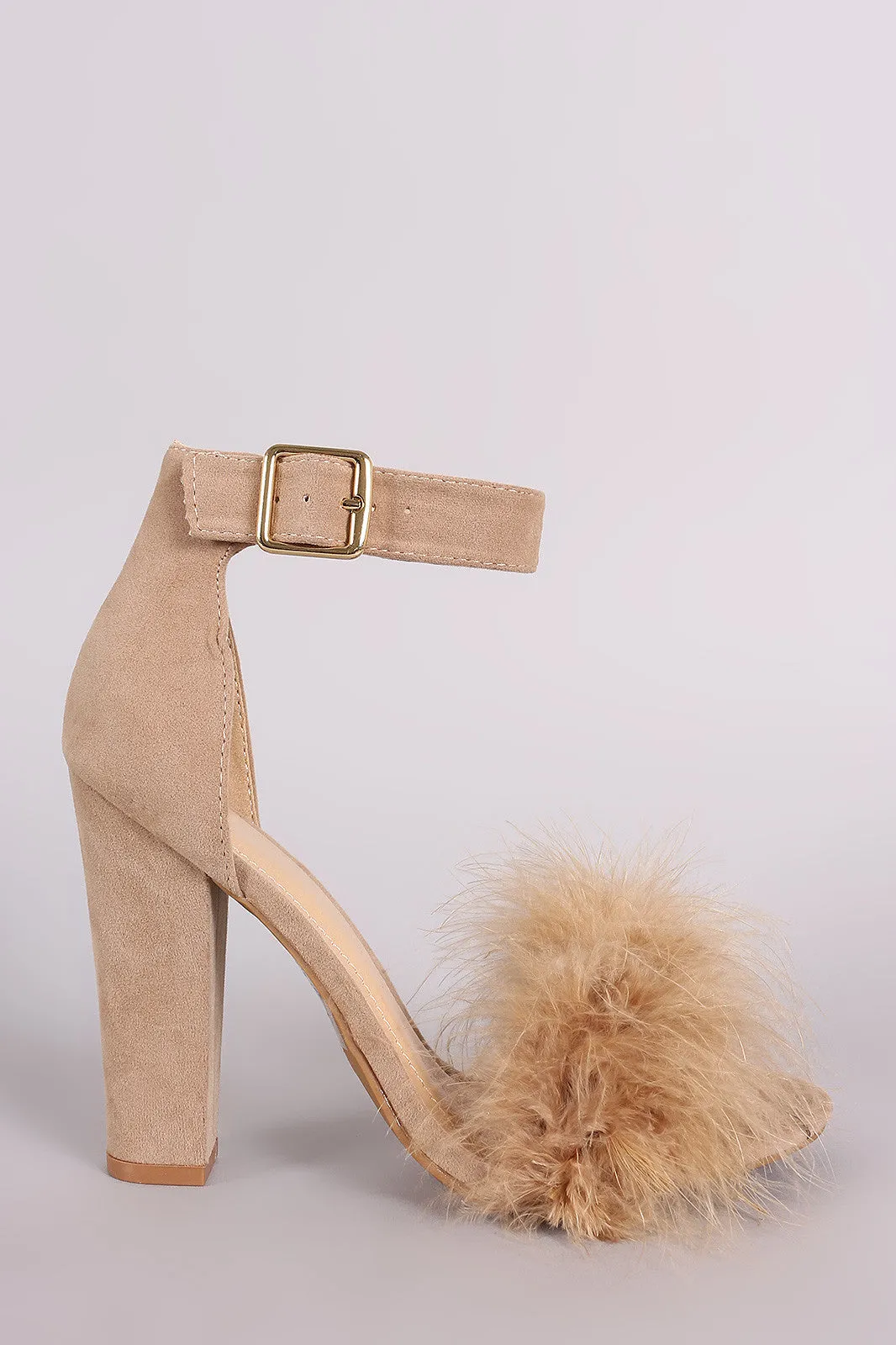 Shoe Republic LA Faux Fur Ankle Strap Dress Heel