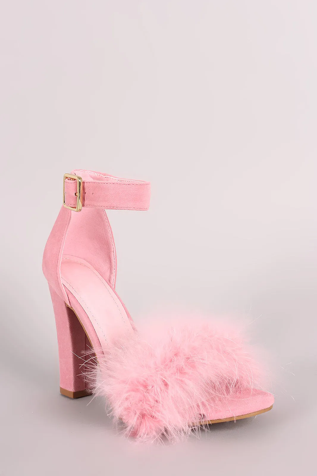 Shoe Republic LA Faux Fur Ankle Strap Dress Heel