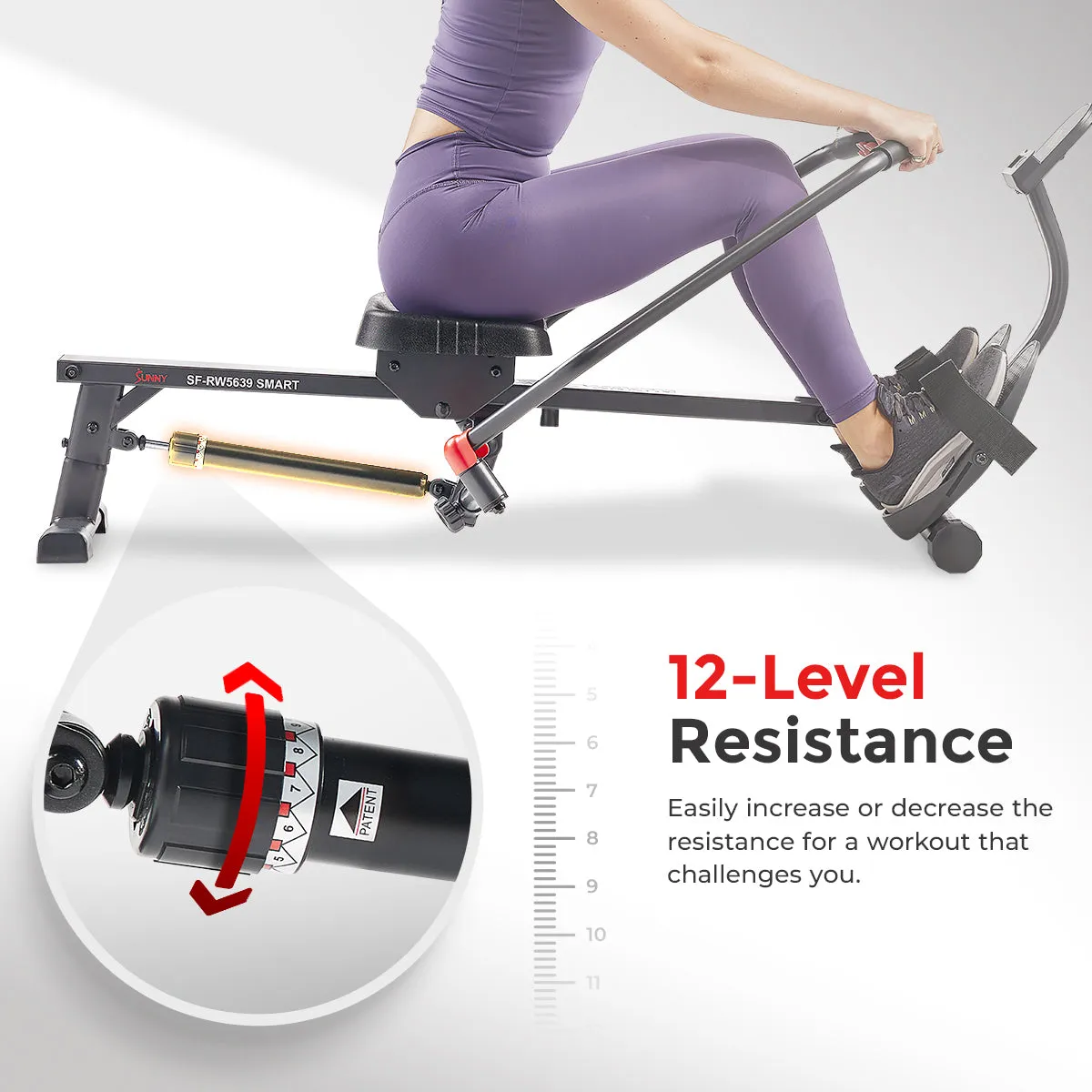 Smart Compact Full Motion Rowing Machine with 12 Levels Hydraulic Resistance