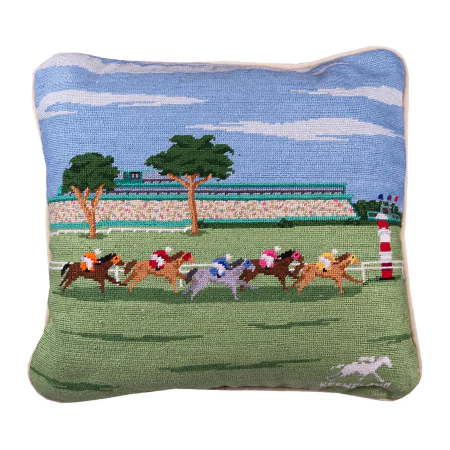 Smathers & Branson Keeneland Track Needlepoint Pillow