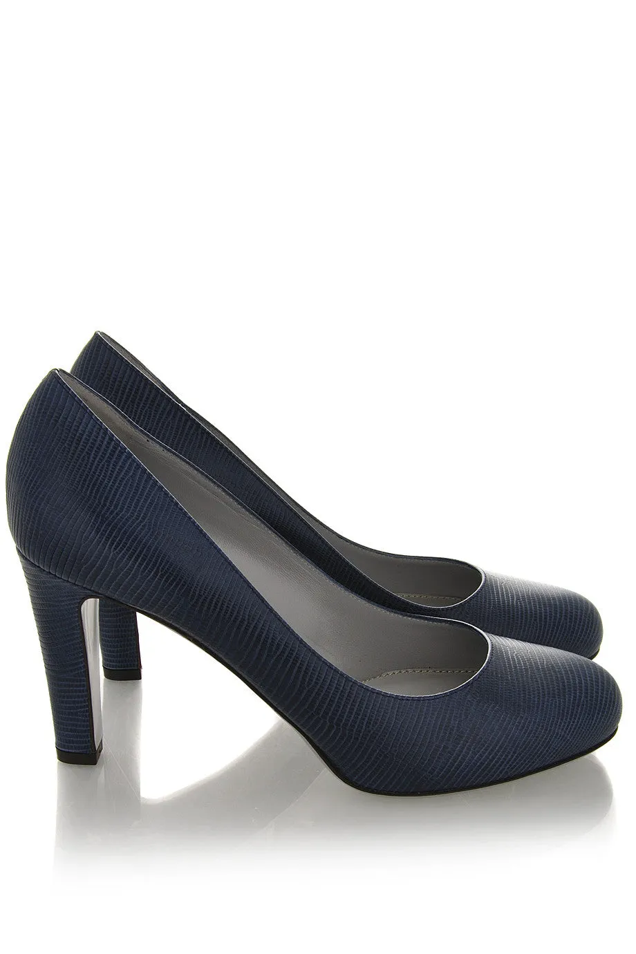 SNAKE Blue Leather Pumps