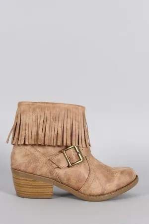 Soda Burnished Fringe Bootie