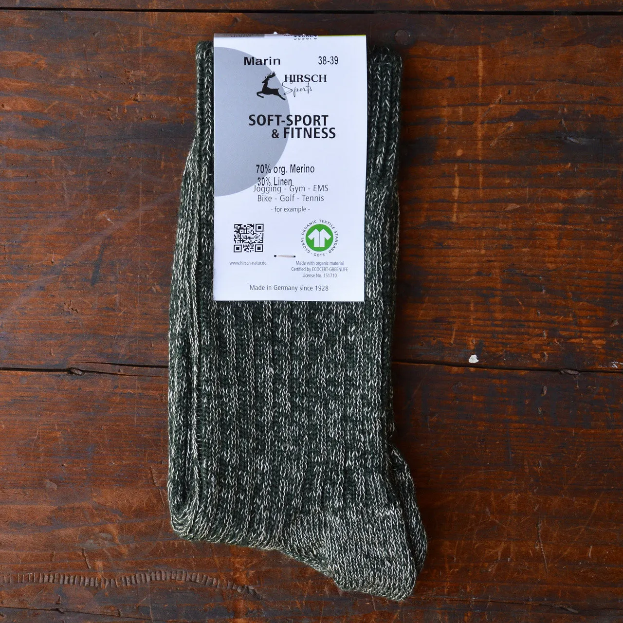 Sports Socks - Organic Merino/Linen (Adults 36-46)