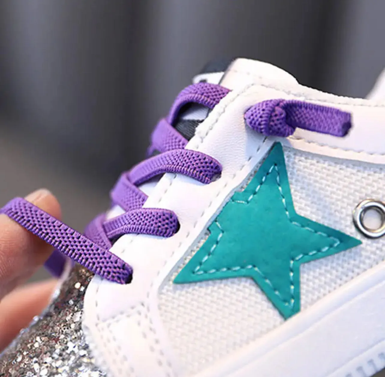 Star Kid Sequined Lace Up Kid Sneakers