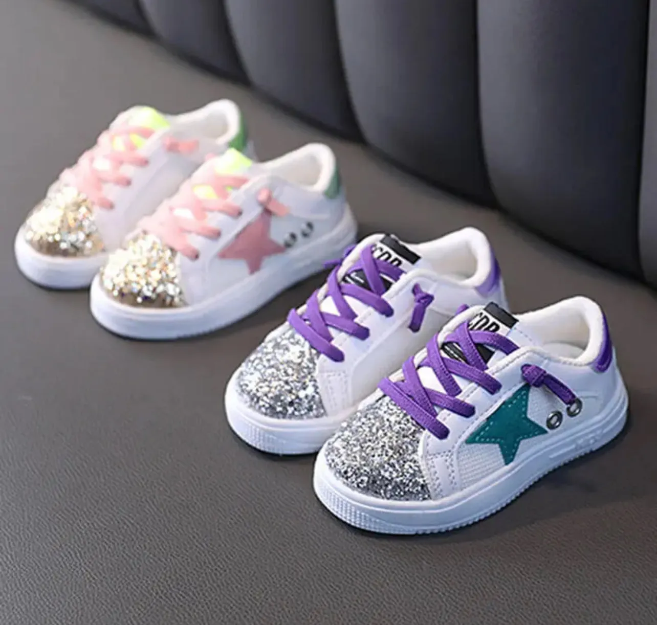 Star Kid Sequined Lace Up Kid Sneakers