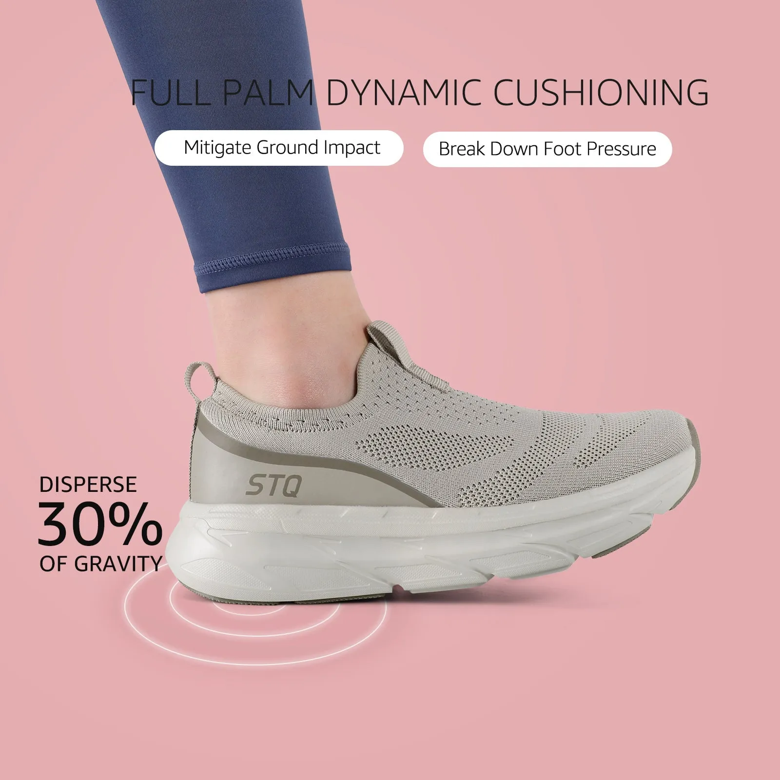 STQ Slip on Sneakers Women Walking Shoes with Arch Support Memory Foam